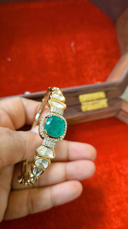 Emerald Doublet Moissanite Studded Bracelet
