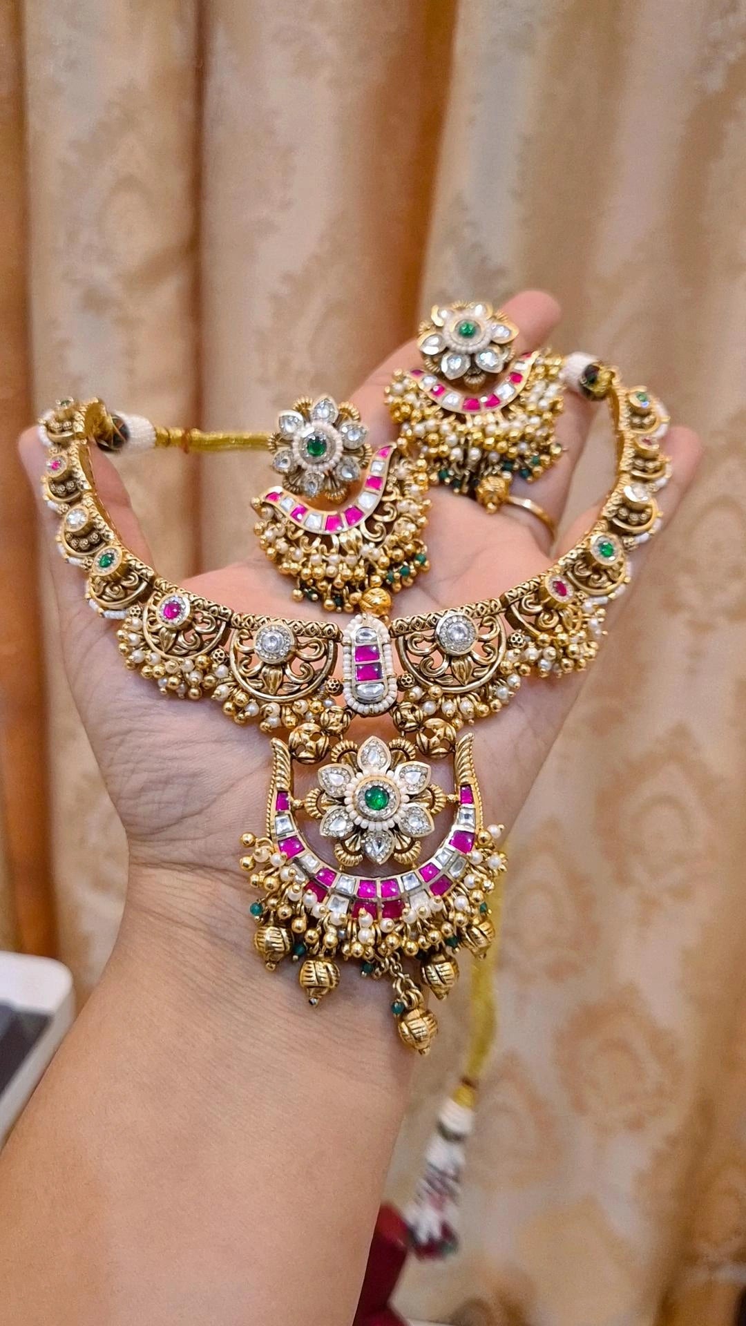 Statement Heritage Rajwadi Jadau Moissanite Fusion Necklace  Set
