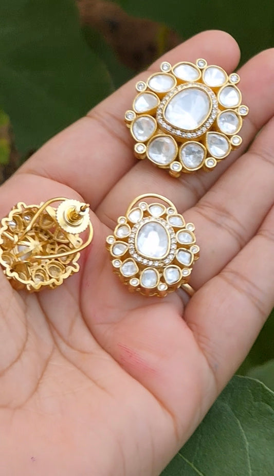 Moissanite Polki Pendant Set