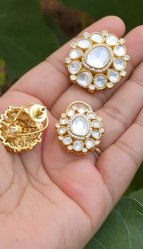 Moissanite Polki Pendant Set