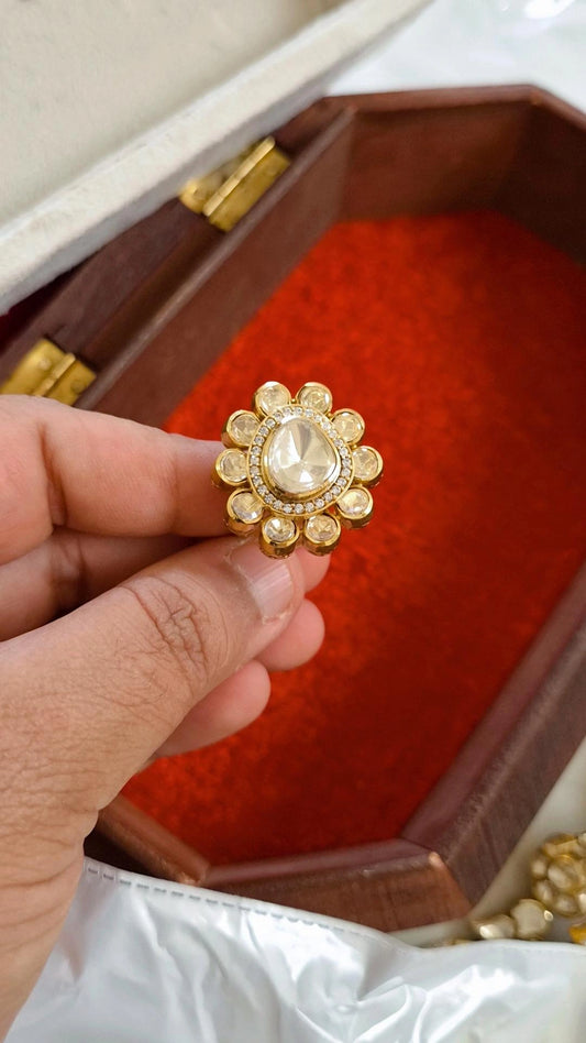 Mogra Signature Moissanite Polki Adjustable Ring