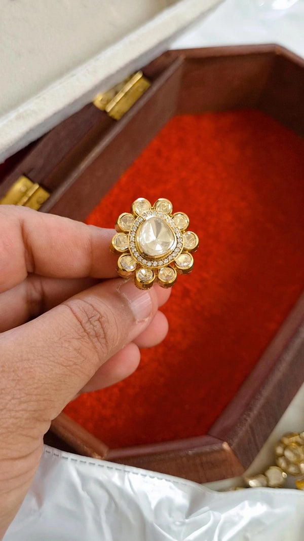 Mogra Signature Moissanite Polki Adjustable Ring
