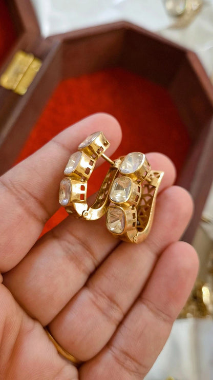 Elegant Moissanite Polki Balli Earrings