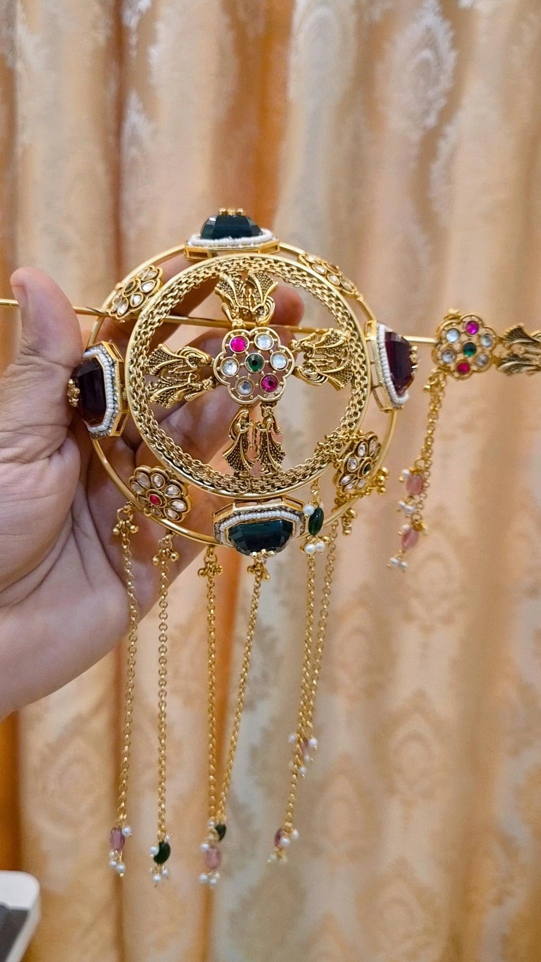 Statement Banna Bani Heritage Kundan Studded Gemstone work Hair Bun Cage with Stick
