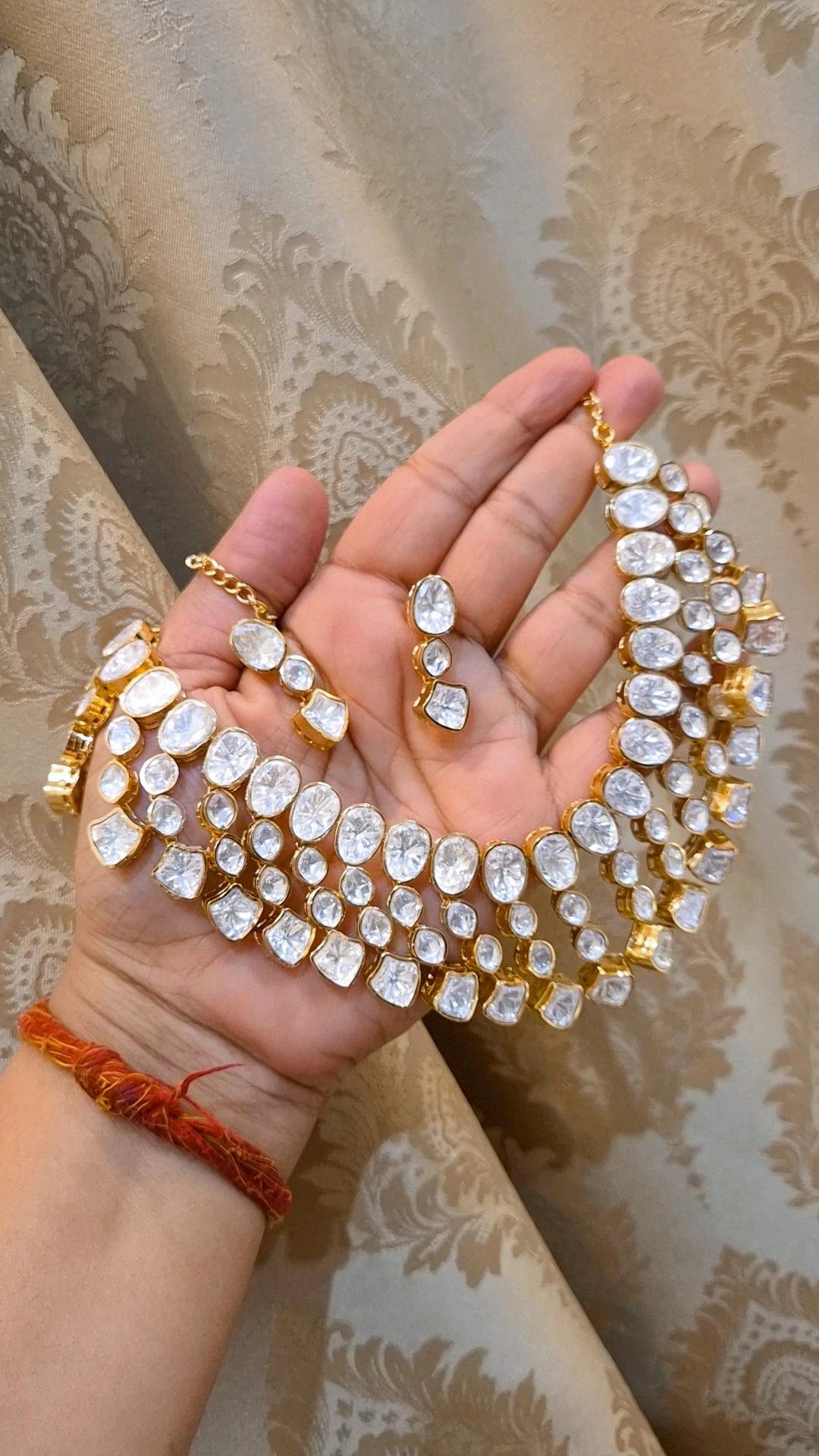 Kumuti Statement Layered Moissanit3 Necklace set