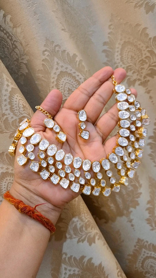Kumuti Statement Layered Moissanit3 Necklace set