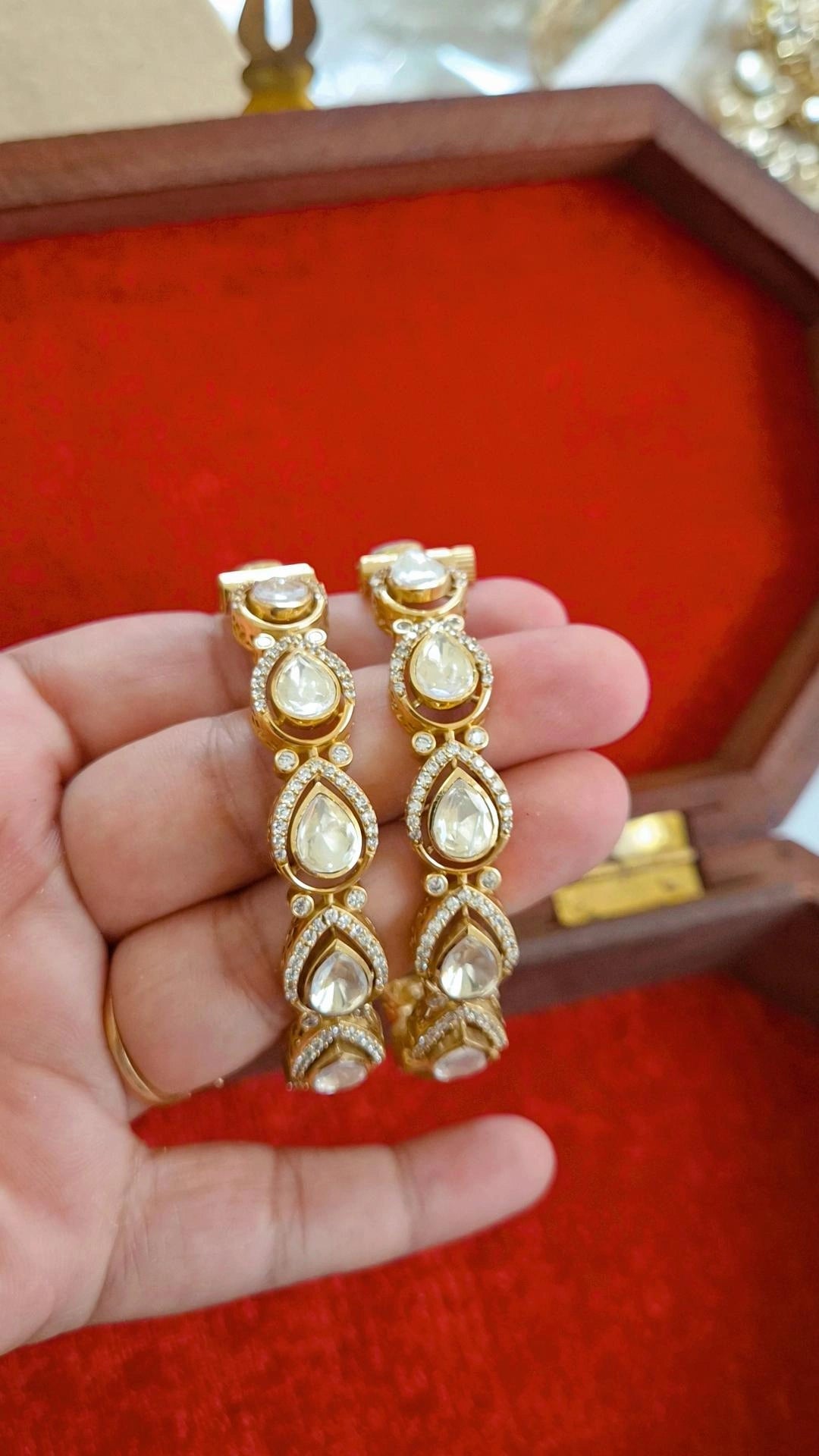 Barkha Statement Polki Screw Openable Bangles - Pair