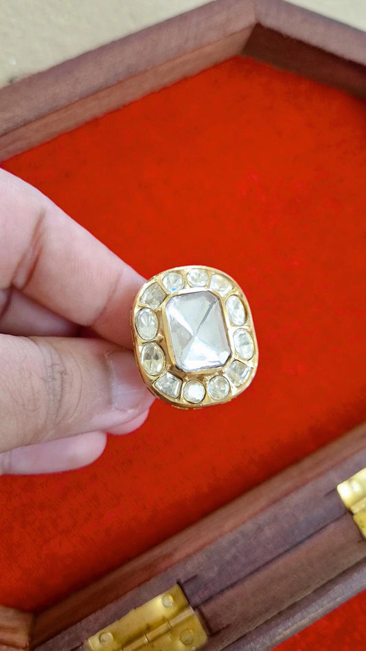Reva Signature Moissanite Polki Adjustable Ring