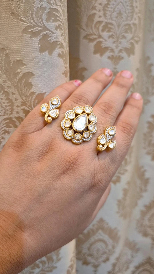 Kanchi Statement Moissanite Three Finger Ring