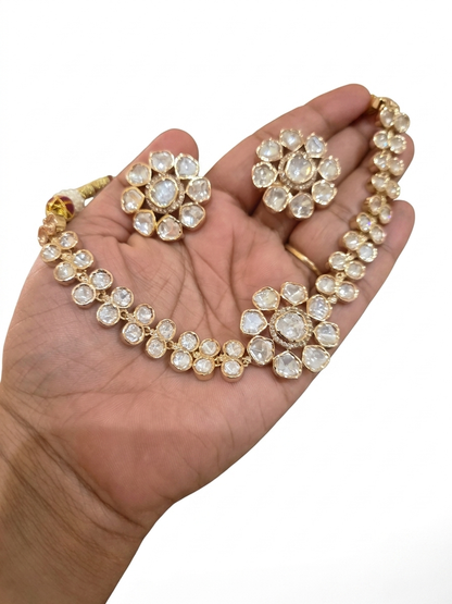 Polki Moissanite Statement Choker Necklace set