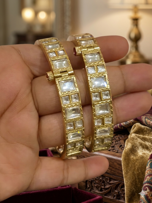 Signature Moissanite Micro Gold Plated Screw Opeanble Bangles