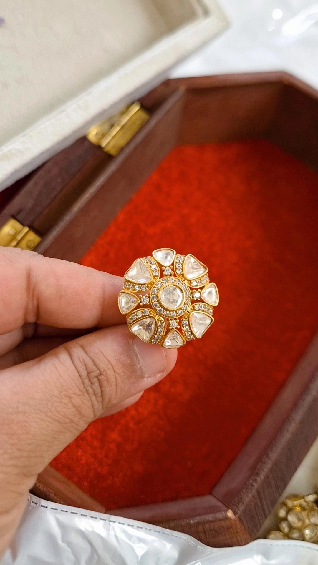 Gori Signature Moissanite Polki Adjustable Ring