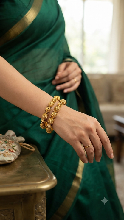 Heritage Gold Plated Bangles - Pair