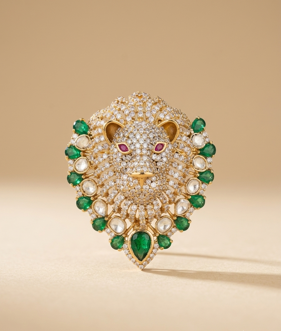 Royal Lion Faux Diamond Luxe Unisex Brooch