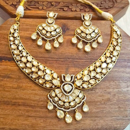 Kamli Statement Moissanite Polki Necklace Set