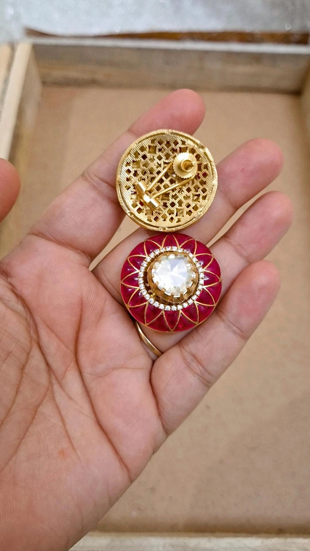 Nayantara Moissanite Polki Stud Earrings