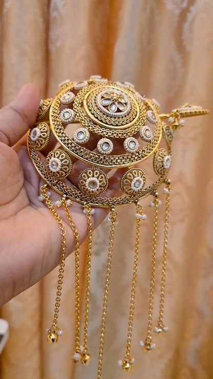 Statement Sajaan Heritage Kundan Studded  Hair Bun Cage with Stick