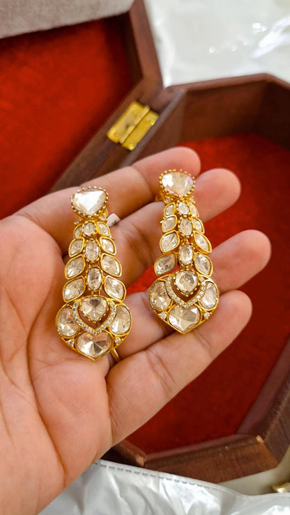 Pankhudi Signature Moissanite Polki Stud Earrings