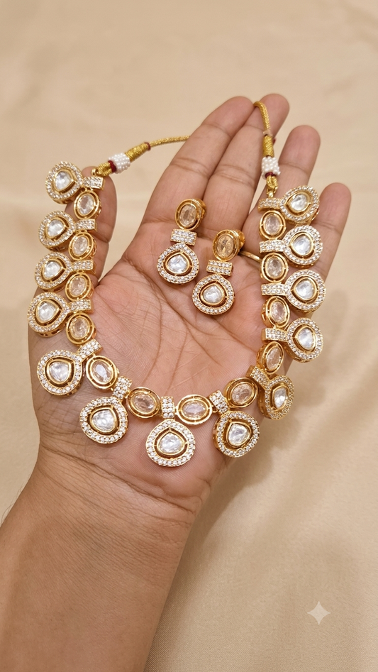 Moissanite Kundan Necklace Set