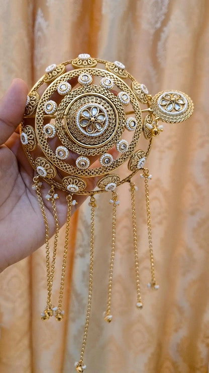 Statement Sajaan Heritage Kundan Studded  Hair Bun Cage with Stick