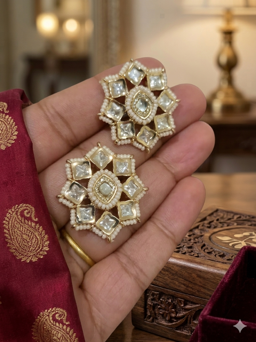 Moissanite Floral Stud Earrings