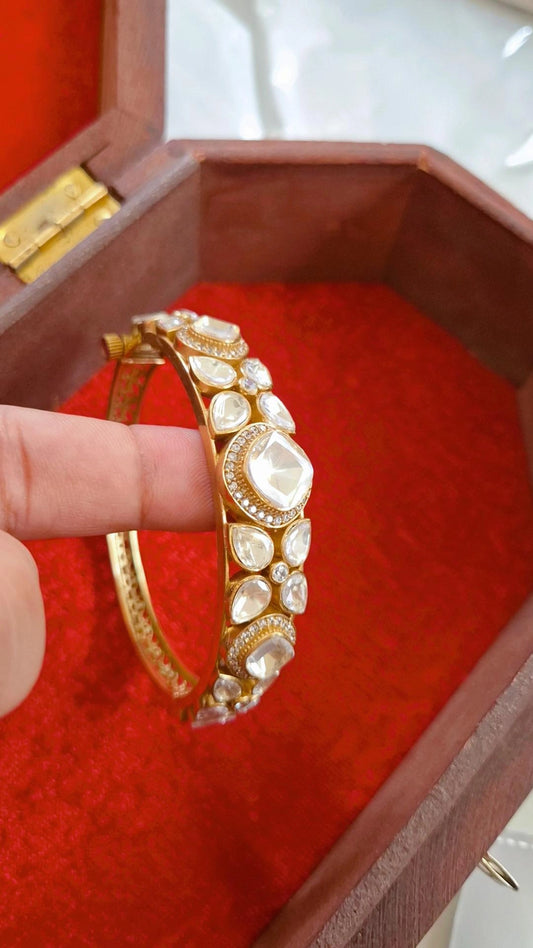 Dhairya Statement Polki Moissanite Screw Openable Bracelet