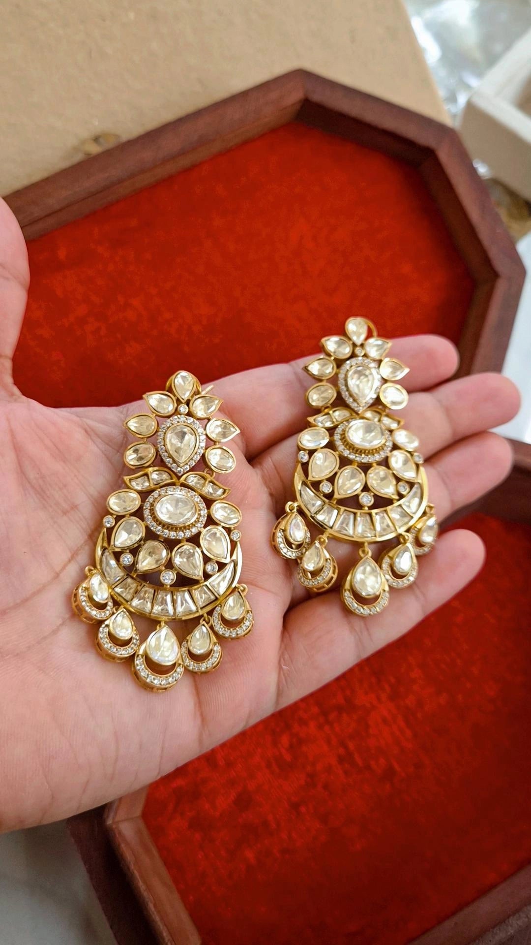 Karishma Signature Moissanite Polki Chandbali