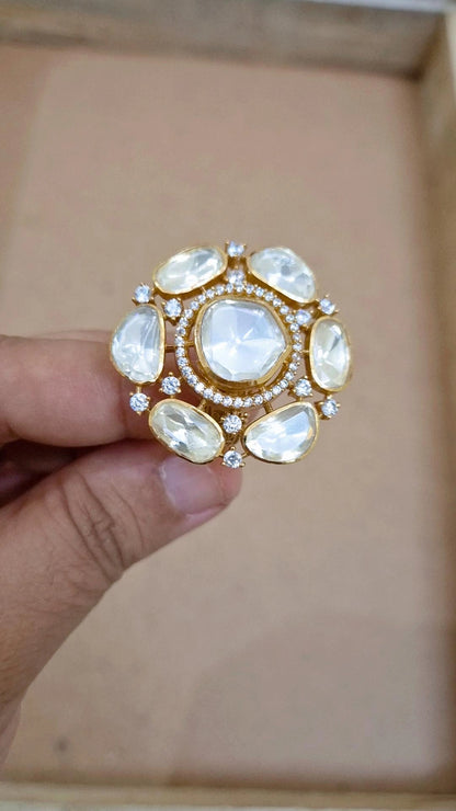 Statement Moissanite Polki Ring