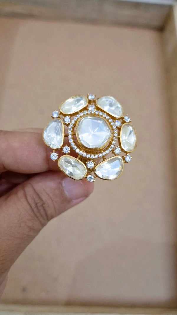 Statement Moissanite Polki Ring