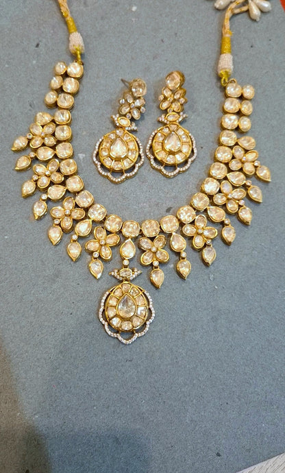 Statement Moissanite Polki Necklace Set