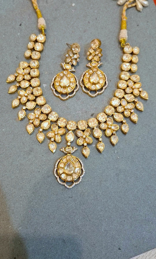 Statement Moissanite Polki Necklace Set