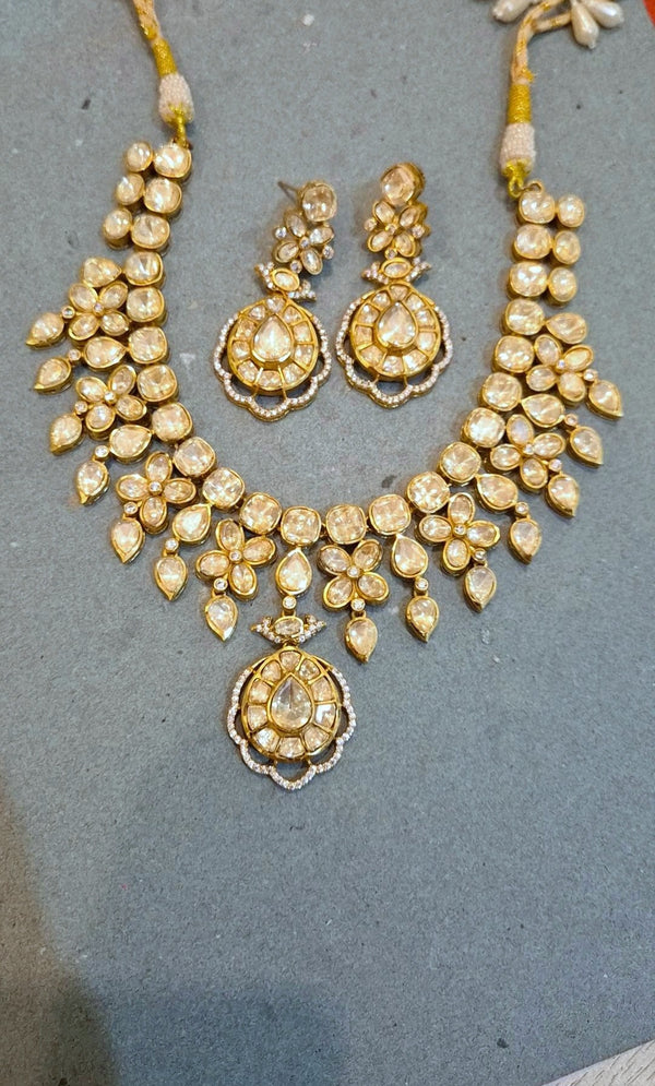 Statement Moissanite Polki Necklace Set