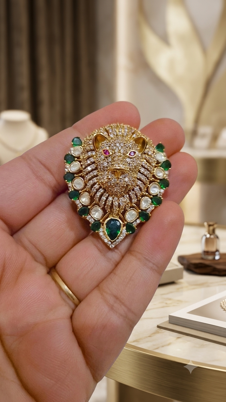 Royal Lion Faux Diamond Luxe Unisex Brooch