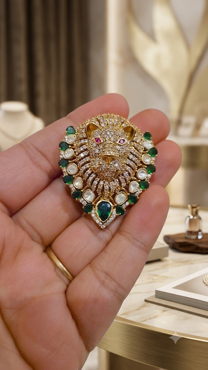 Royal Lion Faux Diamond Luxe Unisex Brooch