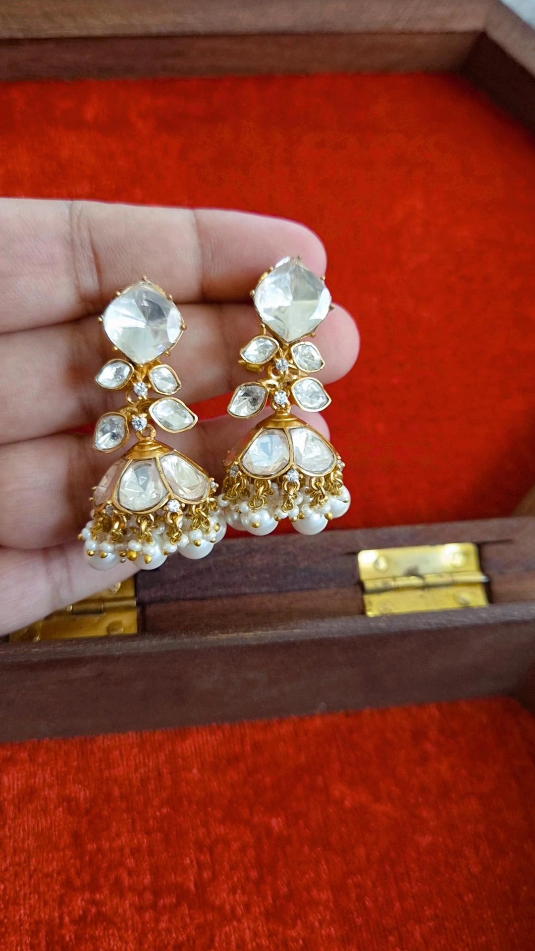 Mahua Signature Moissanite Polki Jhumka - Medium Size