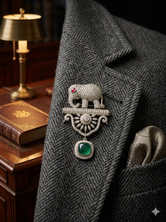 Statement Elephant Emerlad Unisex Brooch