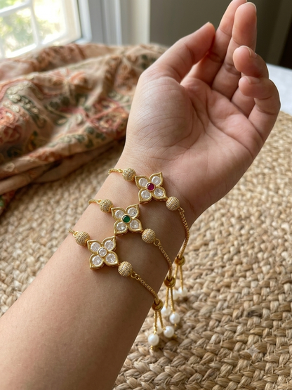 Moissanite Kundan Unisex Chain Bracelet Rakhi (Copy)