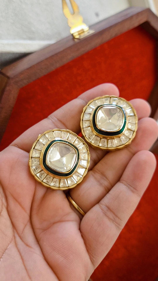 Kavya Statement Moissanite Polki Studs Earrings
