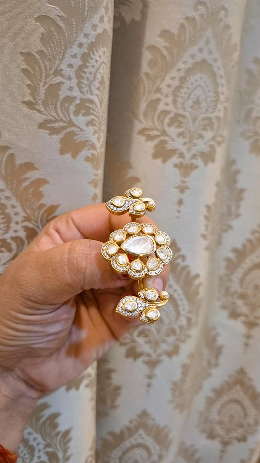 Kanchi Statement Moissanite Three Finger Ring