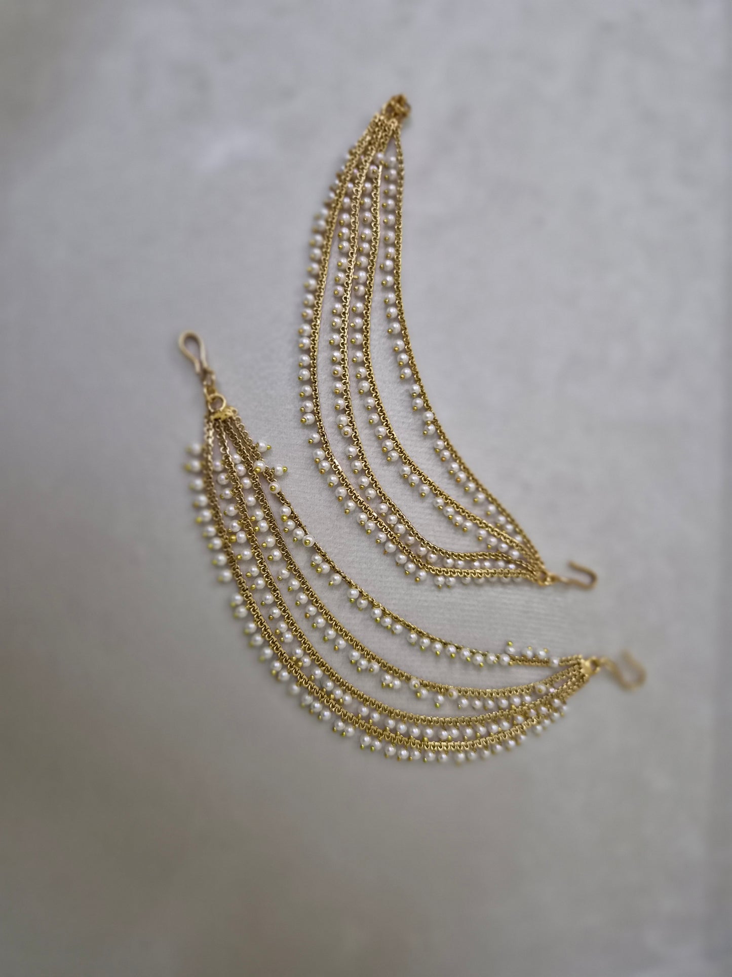 Four layered Pearl Gold plated Earchain Sahara