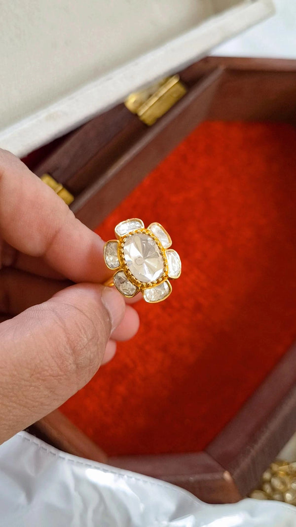 Sia Signature Moissanite Polki Adjustable Ring