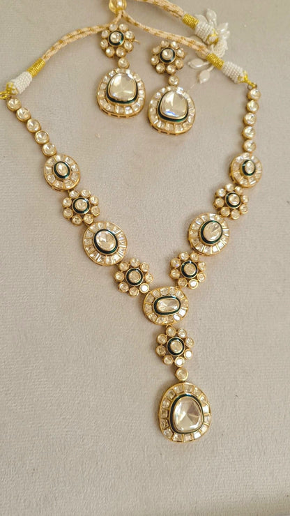 Nutan Moissanite Polki  Statement Necklace Set