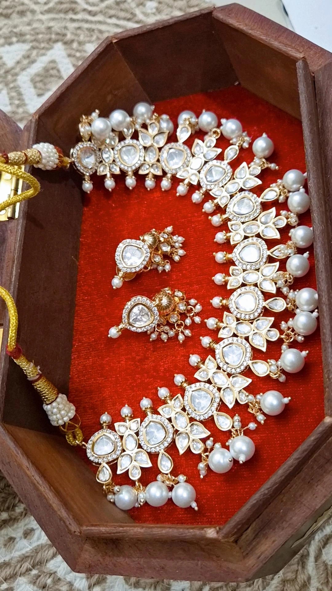 Signature Moissanite Polki Necklace with Jhumka Set