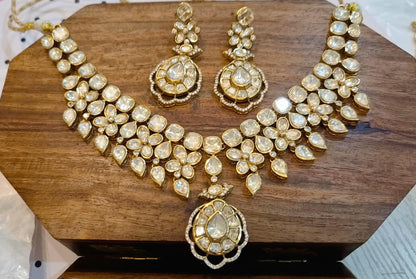 Statement Moissanite Polki Necklace Set