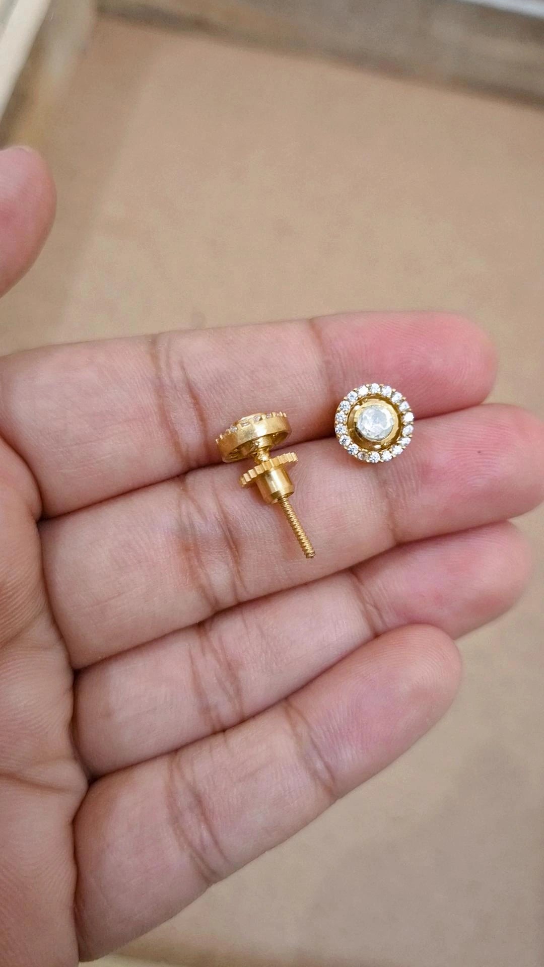 Solitaire Moissanite Polki Small Stud Earrings