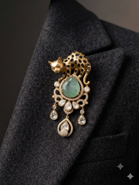Regal Panther Moissanite Unisex Luxe Brooch