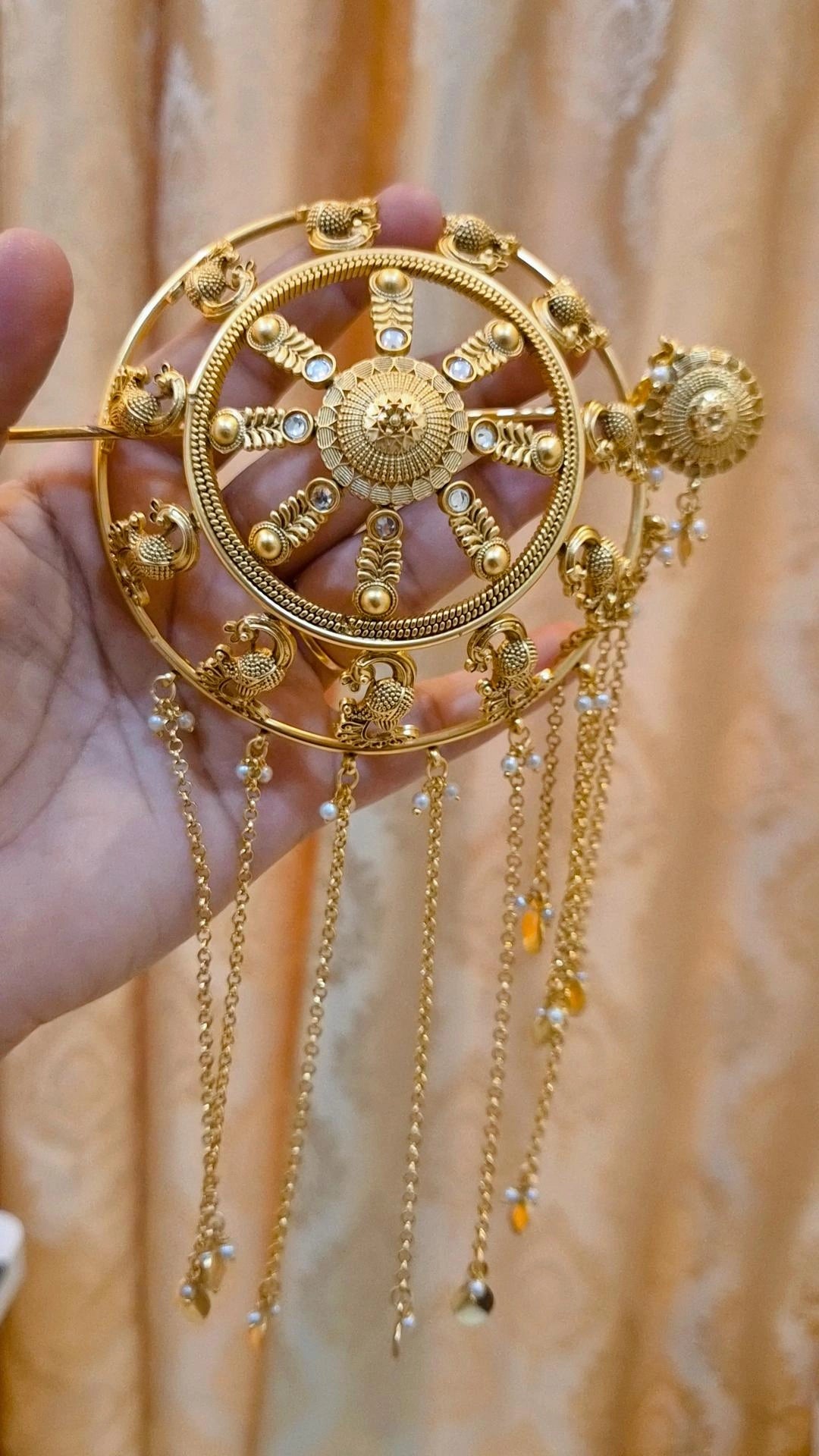 Statement Surya Heritage Kundan Studded Gemstone work Hair Bun Cage with Stick