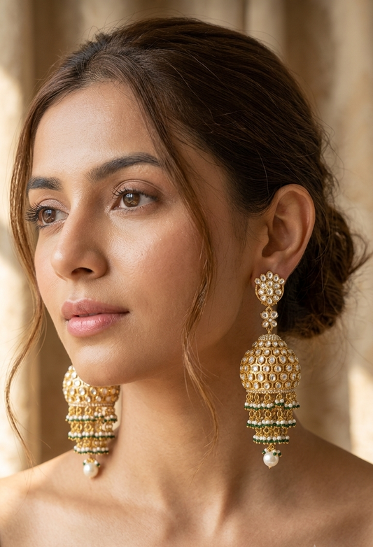 Deepika Statement kundan Long Jhumka