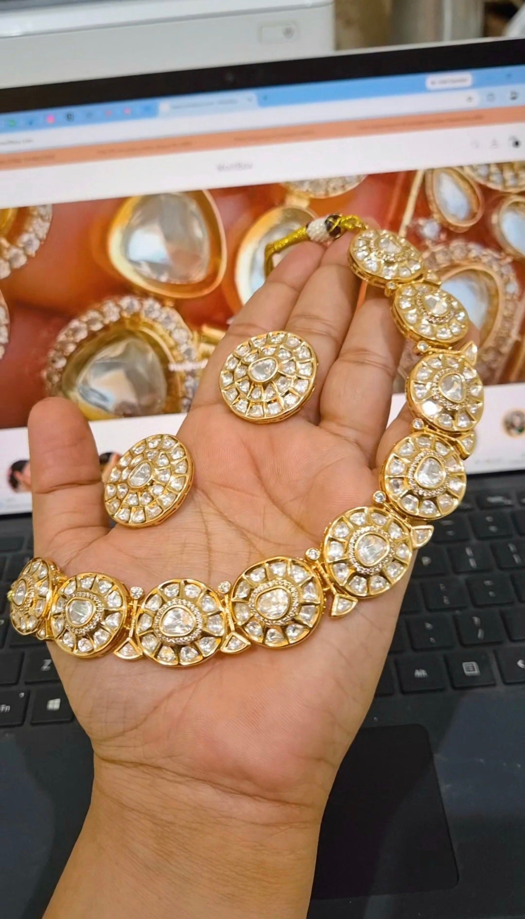 Real Moissanite Polki Choket Set