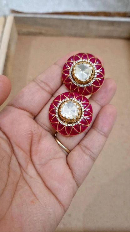 Nayantara Moissanite Polki Stud Earrings